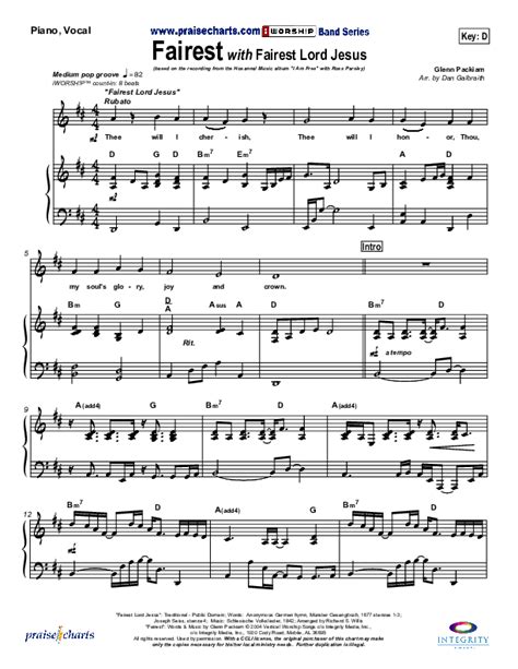 Fairest (with Fairest Lord Jesus) Sheet Music PDF (New Life Worship ...