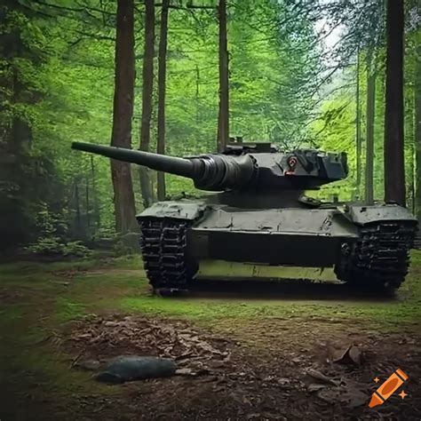 Super heavy battle tank in a forest