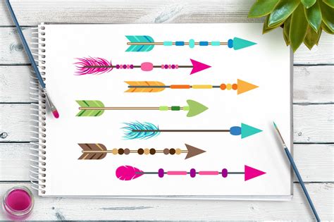 25 Colorful Arrows Clipart, Tribal Arrow Clipart, Boho Arrows Clipart, Arrow Graphics By Digital ...