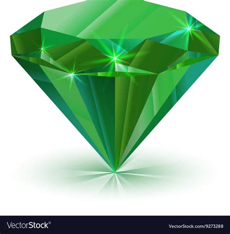 Dazzling shiny green emerald on white Royalty Free Vector