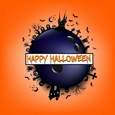 Happy Halloween and Bowling Ball Stock Vector - Illustration of dark, graphic: 159570157