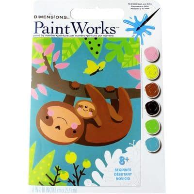 Dimensions® Paintworks™ Sloth & Baby Paint-by-Number Kit | Michaels