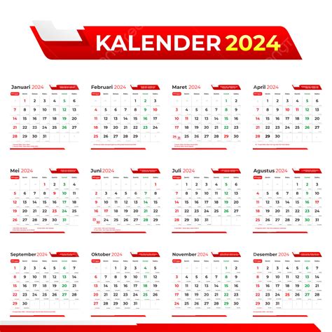 Template Kalender 2024 Lengkap Dengan Tanggal Iklan Hijriah Jawa Dan Hari Libur Nasional Vektor ...