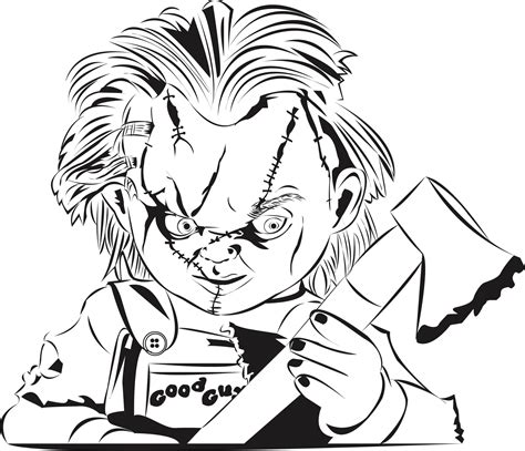 Scary Chucky Coloring Page - Free Printable Coloring Pages for Kids