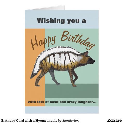 Birthday Card with a Hyena and funny wishes | Zazzle.com | Funny wishes, Birthday cards, Cards