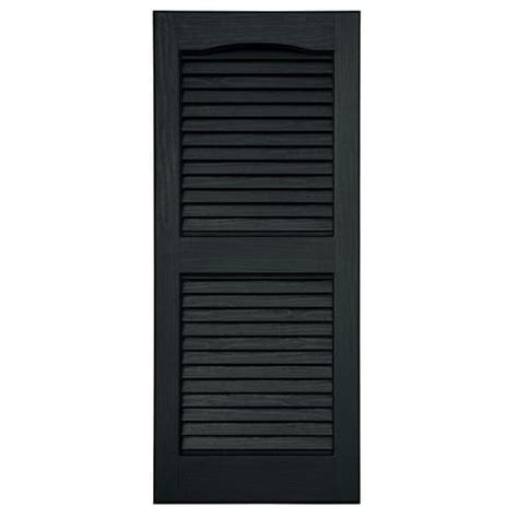 Severe Weather 2-Pack Black Louvered Vinyl Exterior Shutters (Common ...