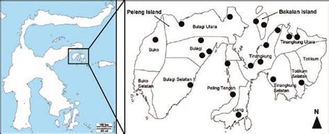 Map of plant collection areas in Banggai Kepulauan, Central Sulawesi ...