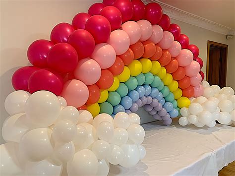 Rainbow balloon arch | Rainbow balloons, Rainbow balloon arch, Balloon arch diy