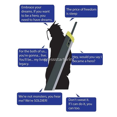 "Zack Fair Final Fantasy VII Quotes" by pressstartprint | Redbubble