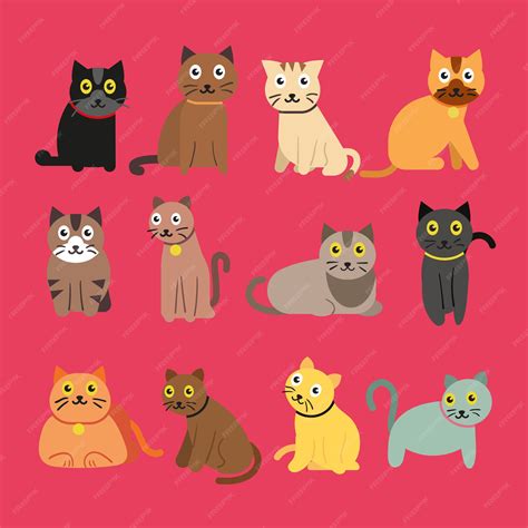 Premium Vector | Funny cat collection in different poses