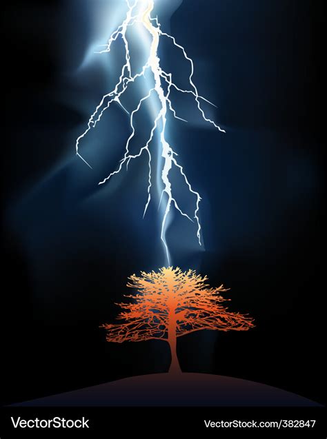 Lightning strikes tree Royalty Free Vector Image