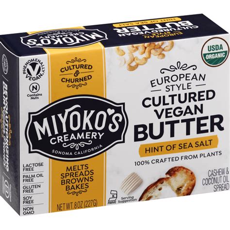 Miyokos Creamery Butter, Cultured Vegan, Hint of Sea Salt, European ...