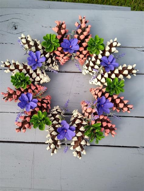 Hand Painted Pine Cone Wreath image 0 | Pine cone decorations, Pine ...