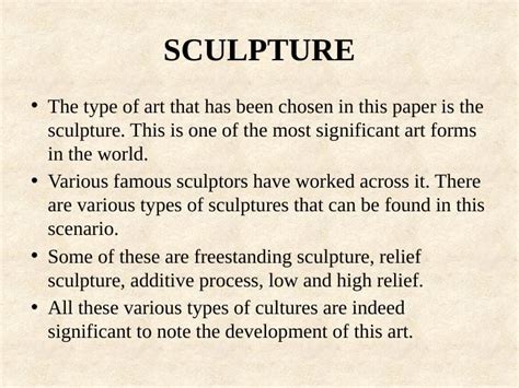 Various Types Of Sculptures