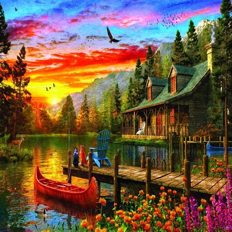 Cabin Evening Sunset 1000 Piece Jigsaw Puzzle | Jigsaw puzzles, Evening sunset, 1000 piece ...