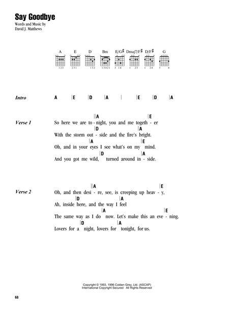 Say Goodbye by Dave Matthews Band - Guitar Chords/Lyrics - Guitar ...