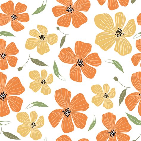 Flowers and leaves seamless pattern. Fabric colorful illustration ...