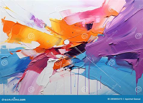 In a Bustling Art Gallery, a Captivating Abstract Painting Stands As ...