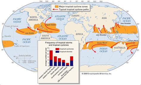 Tropical cyclone - Location and patterns of tropical cyclones | Britannica