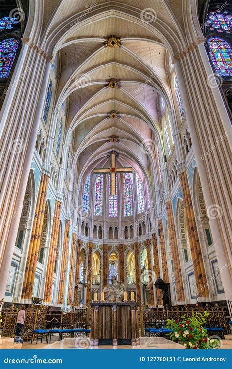 Interior of the Cathedral of Our Lady of Chartres in France Editorial ...