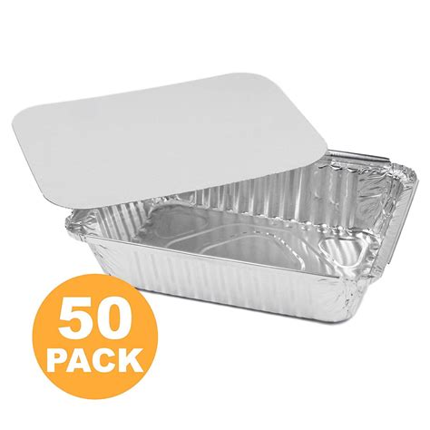 Rectangular Disposable Aluminum Foil Pan Take Out Food Containers with Flat Board Lids, Steam ...