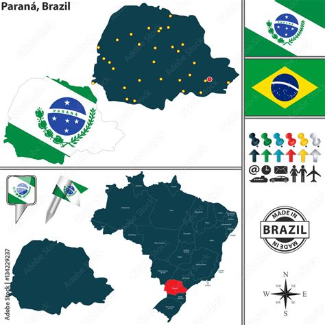 Map of Parana, Brazil Stock Vector | Adobe Stock