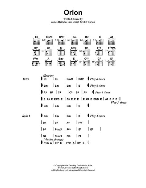 Metallica 'Orion' Sheet Music and Printable PDF Music Notes | Guitar ...