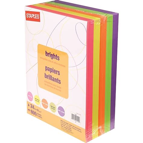 Staples® Brights, 24lb. Colored Paper, Assorted, 800/Pack | Staples