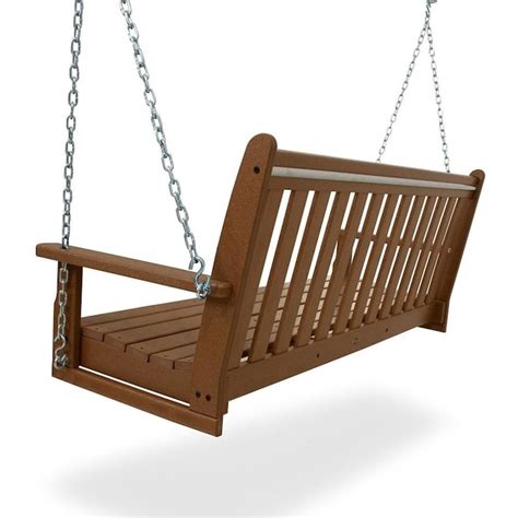 POLYWOOD Vineyard 2-person Teak Recycled Plastic Outdoor Swing in the Porch Swings & Gliders ...