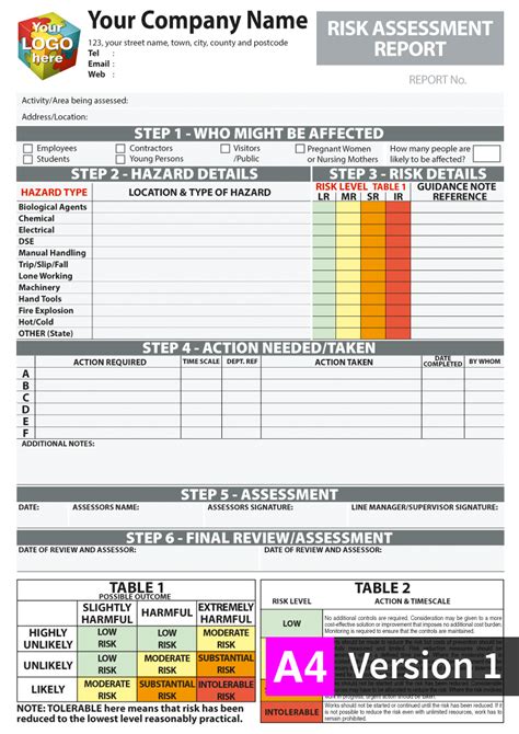 RISK ASSESSMENT REPORT templates printed from £54