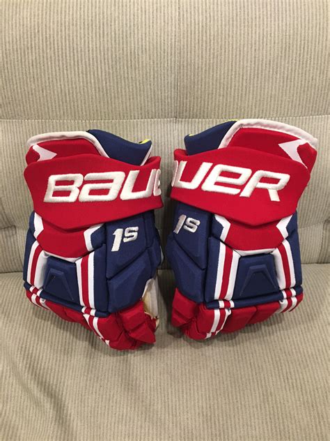 Montreal Canadiens Bauer Supreme 1S Pro Stock Hockey Gloves Red Blue 13 ...