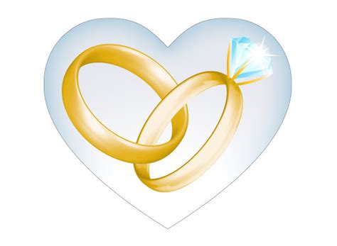 Wedding Golden Rings in Heart Vector Art | Download Free Vector Art ...