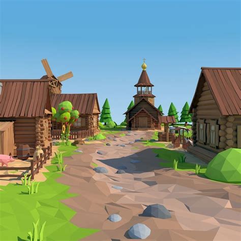Cartoon Low Poly Village | Low poly art, Low poly, Low poly games
