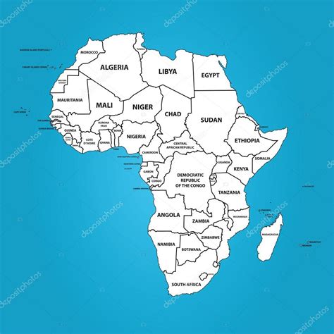 Africa (Map with The Frontiers and Country Names) Stock Vector by ...