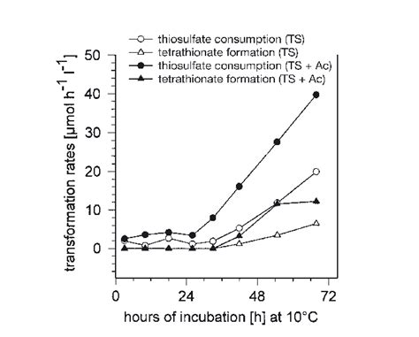 Oxidation of thiosulfate (d,s) and formation of tetrathionate (M,n ...