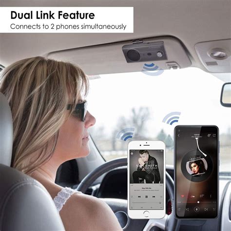 Bluetooth 5.0 Hands Free Cell Phone Car Kit Black Speakerphone Car ...