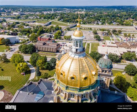 Aerial photograph of the beautiful and ornate gold-leaf covered dome of ...