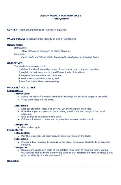 Lesson plan in math | PDF