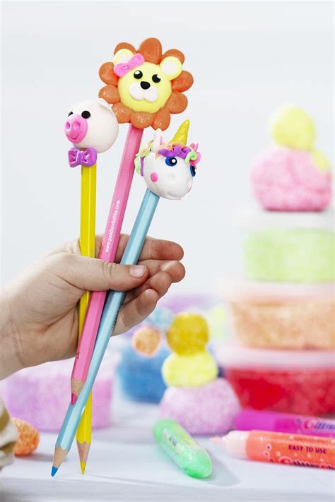 Decorate your pencils with animals made of Panduro Dough#DIY #panduro #kids #clay #dough #lera # ...