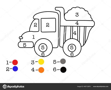 Coloring Book Numbers Small Children Truck Carries Sand Stock Photo by ...