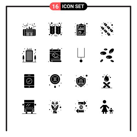 Modern Set of 16 Solid Glyphs Pictograph of office building analysis ...