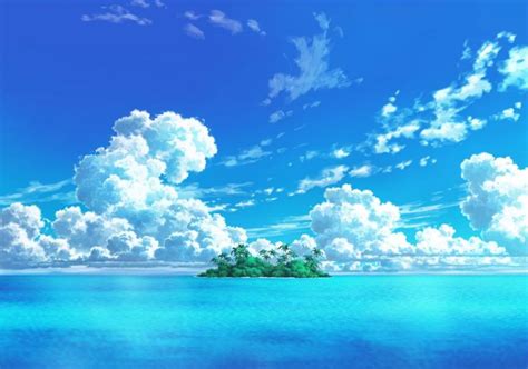 Anime Island Ocean Clouds Sky wallpaper | 1781x1250 | 1079298 ...