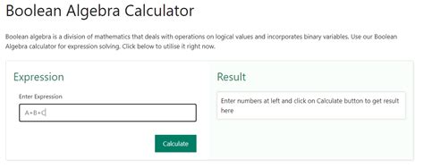 Boolean Algebra Calculator | Boolean Algebra & Expression Solver