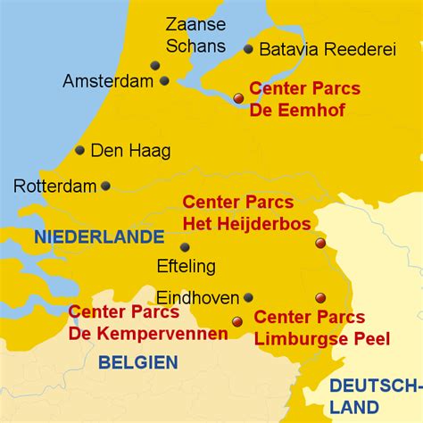 Holland Center Parcs von alpetour - Landkarte für die Niederlande