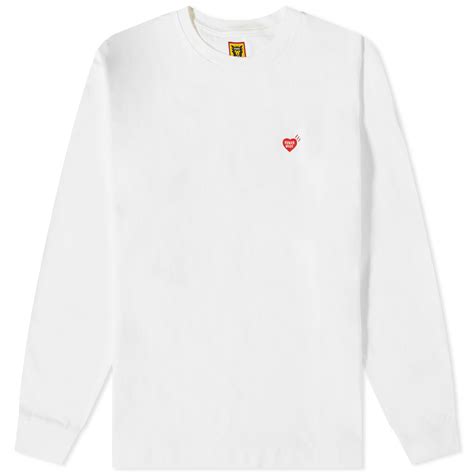 Human Made Men's Long Sleeve Double Heart T-Shirt in White Human Made