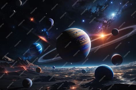 Premium AI Image | Dark deep space with giant planets in space