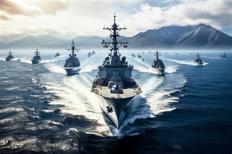 Premium AI Image | Modern military naval warships in open sea Military ...