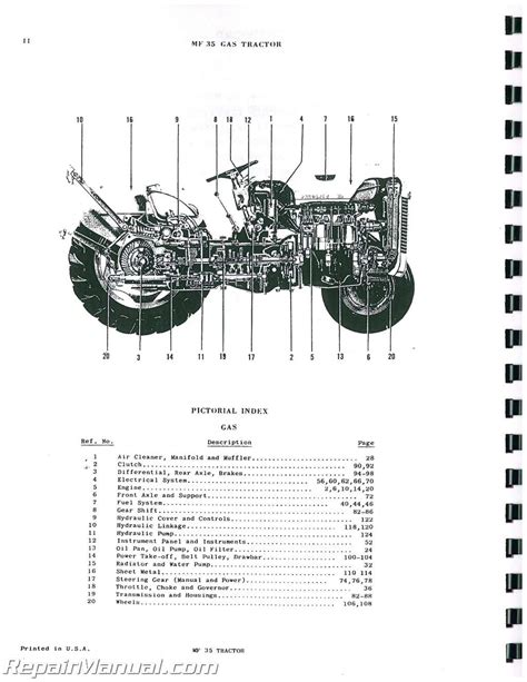 Massey Ferguson MF 35 Gas Diesel Tractor Parts Manual