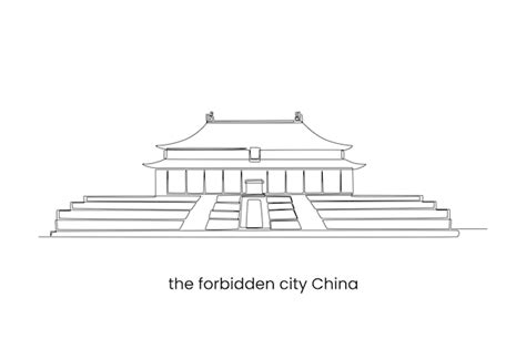 Premium Vector | Continuous one line drawing the forbidden city in ...