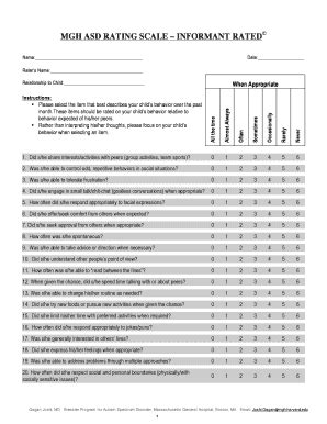 Mass General ASD Rating Scale - Informant Rated. Autism Spectrum ...